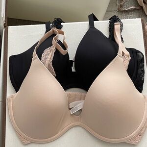 On Gossamer Black and Nude Lace Bras